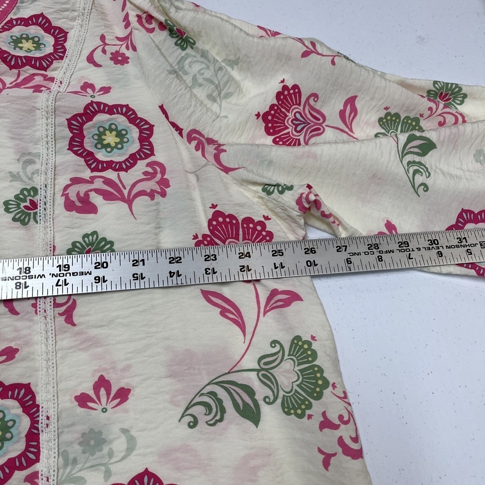 Lane Bryant Top Pink Floral Button Down Blouse Size 20 Lace Trim Spring Easter - Picture 9 of 10